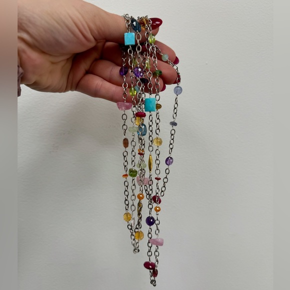 Laura Gibson 22K gold 925 Sterling precious and semi-precious gemstones necklace - Picture 4 of 16